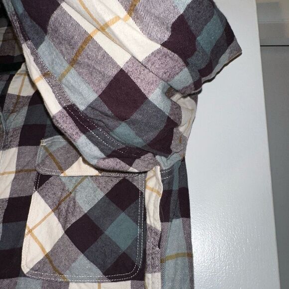 Eddie Bauer Large Button Down Collared Long Sleeve Women’s Flannel Shirt Plum Na - Picture 4 of 12